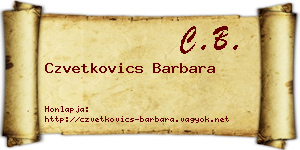 Czvetkovics Barbara névjegykártya